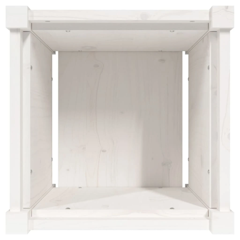 vidaXL dārza puķu kaste, balts, 40x40x40 cm, priedes masīvkoks