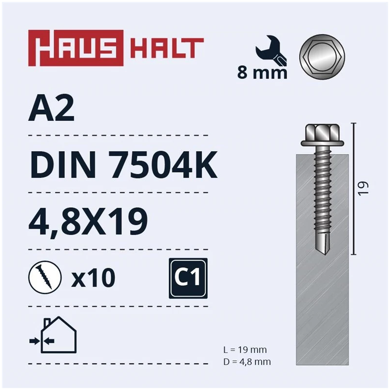 Skrūve pašgriez.a2 4.8x19 din7504k