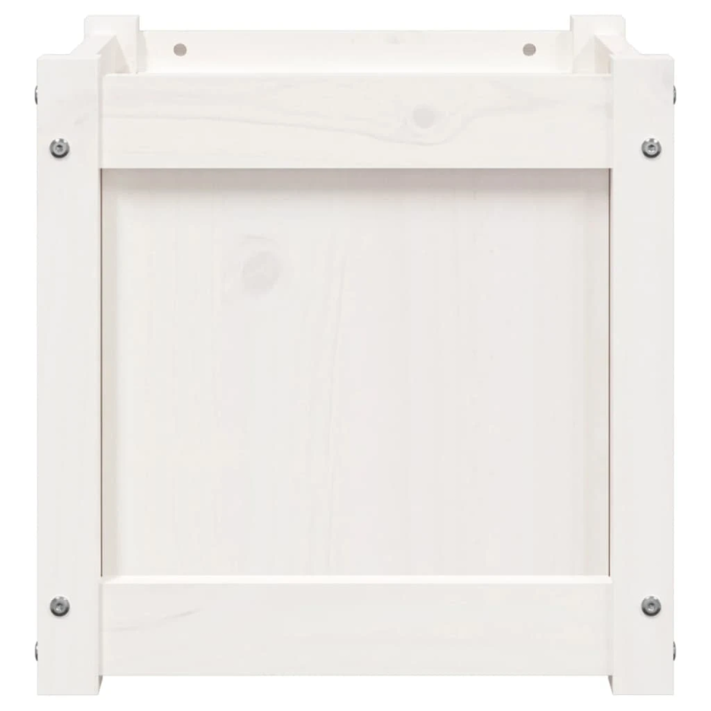 vidaXL dārza puķu kaste, balts, 40x40x40 cm, priedes masīvkoks