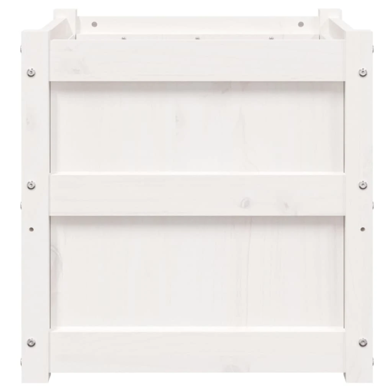 vidaXL dārza puķu kaste, balta, 50x50x50 cm, priedes masīvkoks