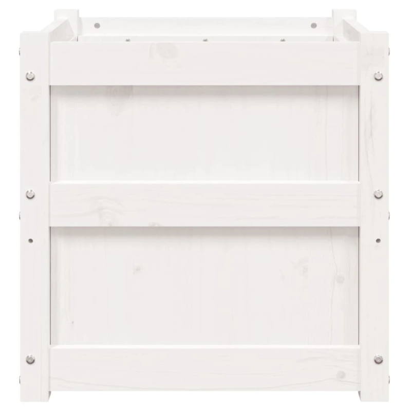 vidaXL dārza puķu kaste, balta, 50x50x50 cm, priedes masīvkoks