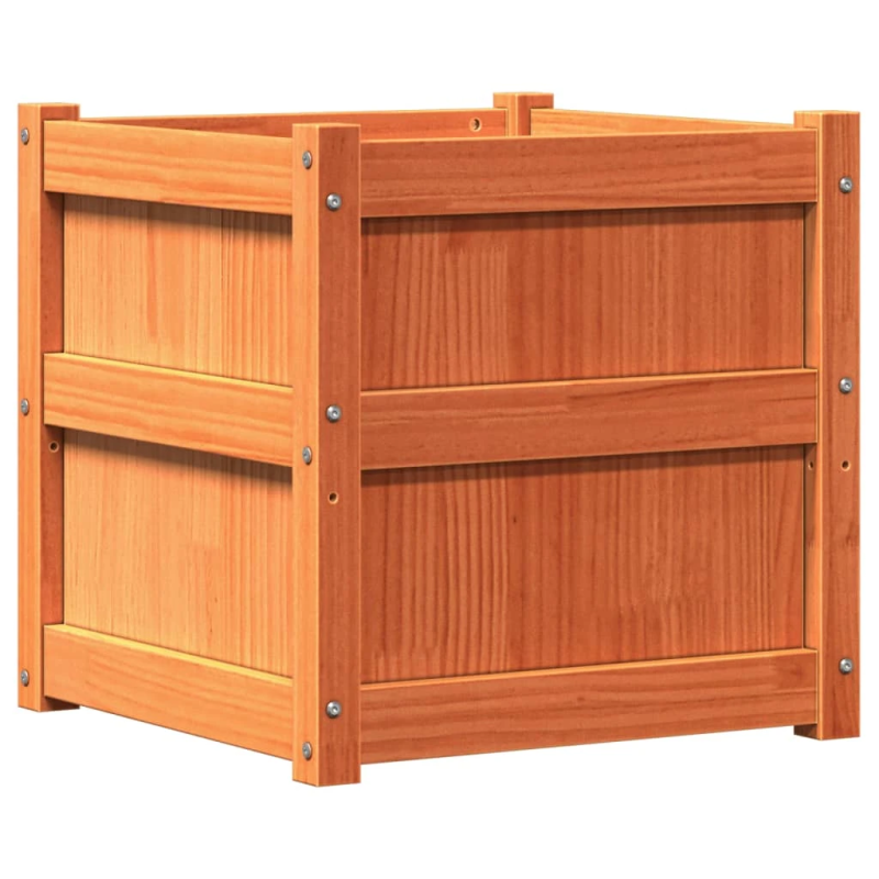 vidaXL dārza puķu kaste, vaska brūnas, 50x50x50 cm, priedes masīvkoks