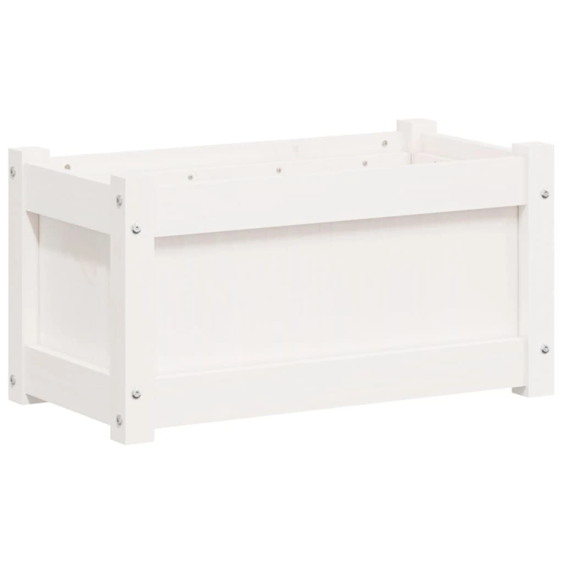 vidaXL dārza puķu kastes, 2 gab., balta, priedes masīvkoks