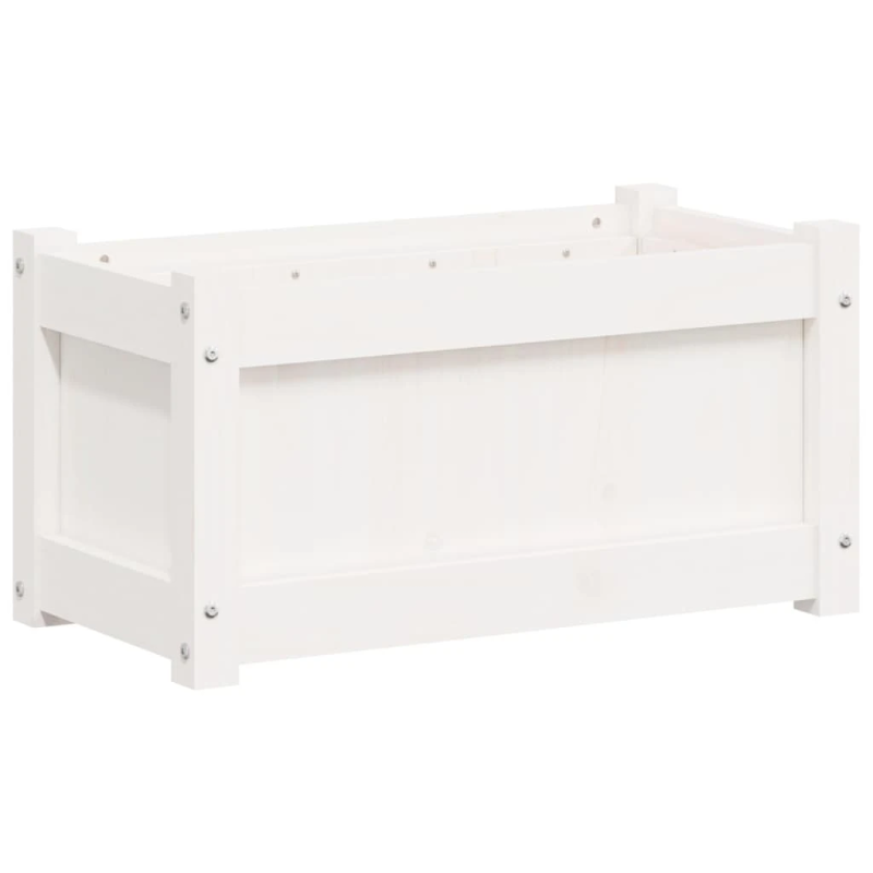 vidaXL dārza puķu kastes, 2 gab., balta, priedes masīvkoks