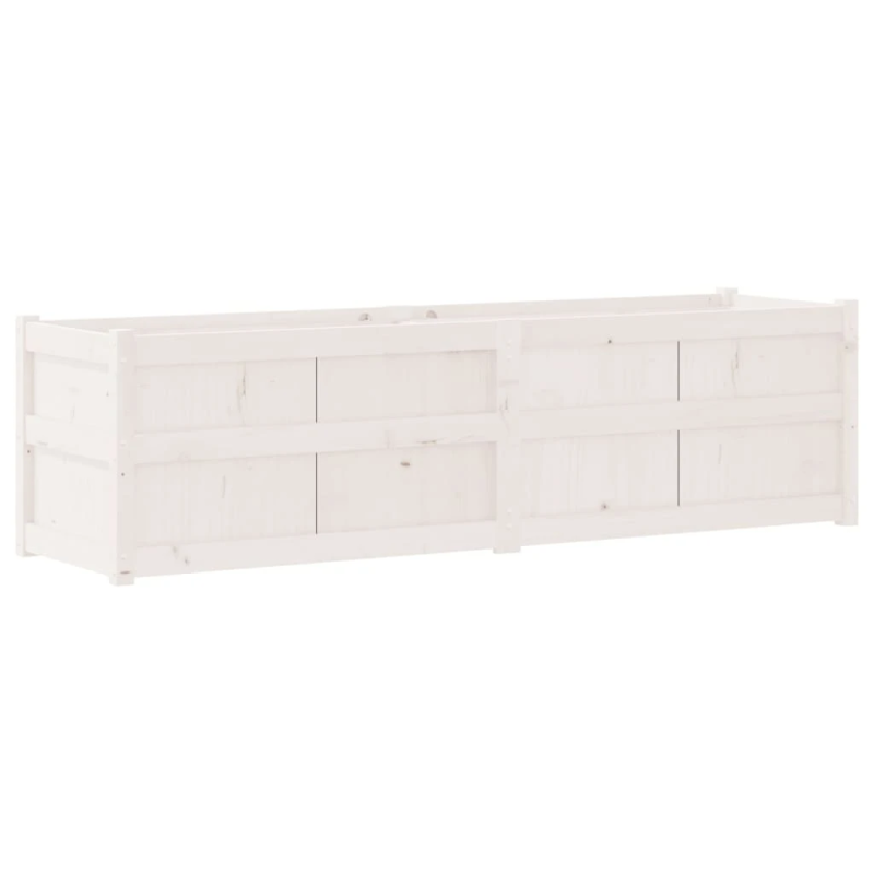 vidaXL dārza puķu kaste, balta, 180x50x50 cm, priedes masīvkoks