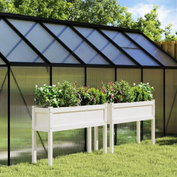 vidaXL dārza puķu kastes ar kājām, 2 gab., balts, priedes masīvkoks