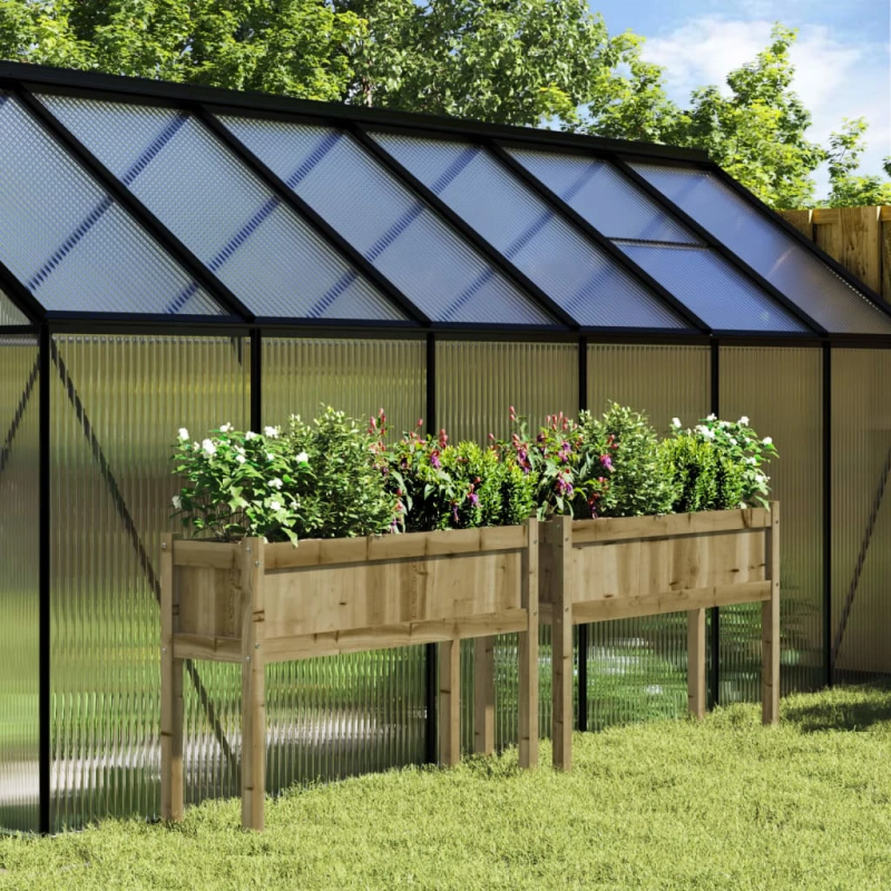 vidaXL dārza puķu kastes ar kājām, 2 gab., impregnēts priedes koks