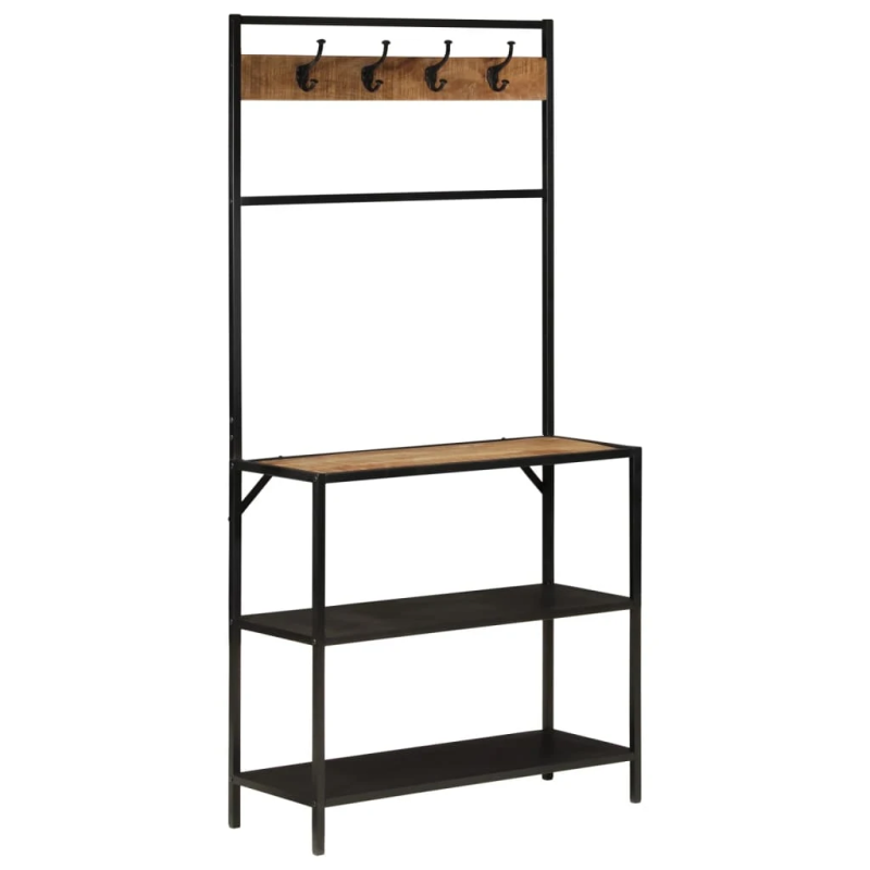 vidaXL drēbju pakaramais, 90x35x180 cm, mango masīvkoks, dzelzs