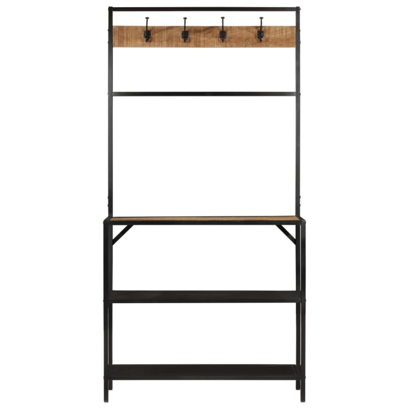 vidaXL drēbju pakaramais, 90x35x180 cm, mango masīvkoks, dzelzs