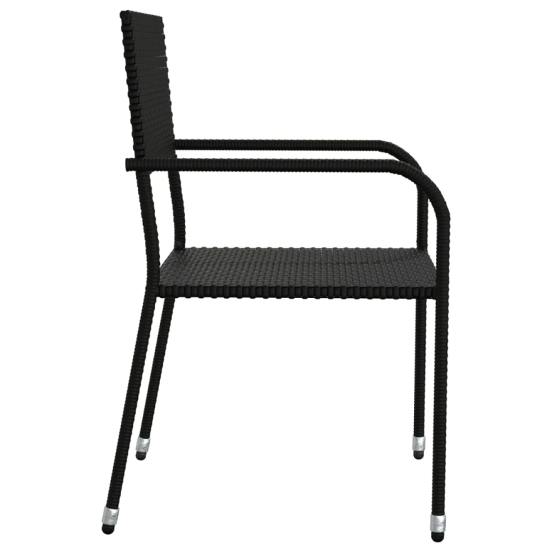 vidaXL 3-daļīgs dārza mēbeļu komplekts, melna PE rotangpalma, tērauds