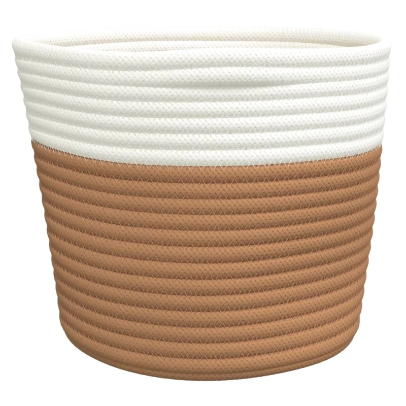 vidaXL uzglabāšanas grozi, 2 gab., brūni ar baltu, DIA24x18cm, kokvilna