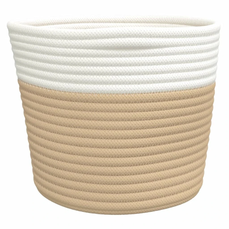 vidaXL uzglabāšanas grozi, 2 gab., bēšs ar baltu, DIA24x18 cm, kokvilna