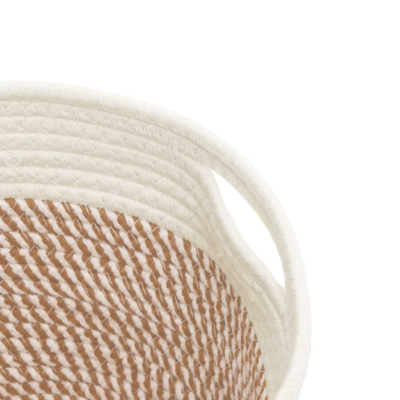 vidaXL uzglabāšanas grozi, 2 gab., brūni ar baltu, DIA24x18cm, kokvilna