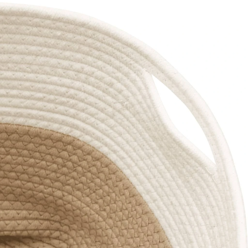 vidaXL uzglabāšanas grozs, bēšs ar baltu, DIA40x35 cm, kokvilna