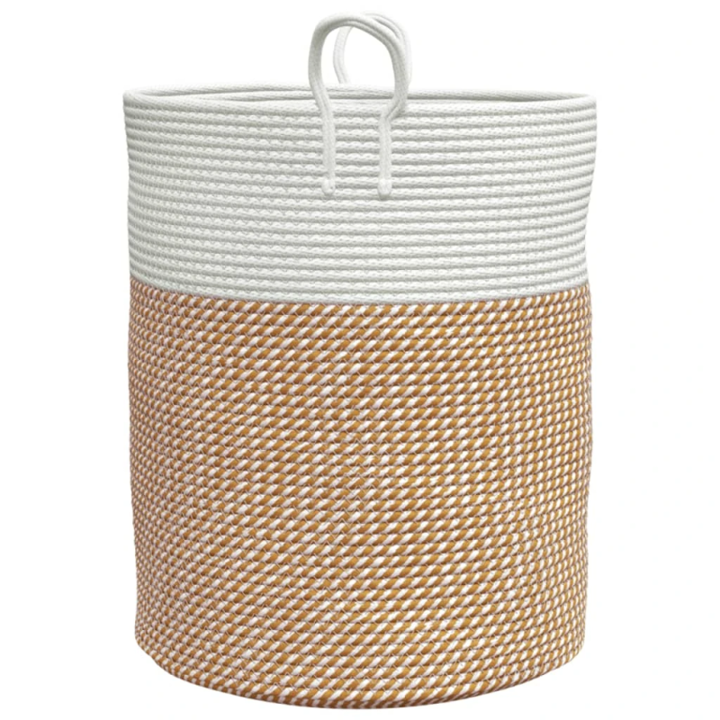 vidaXL uzglabāšanas grozs, brūns ar baltu, DIA38x46 cm, kokvilna