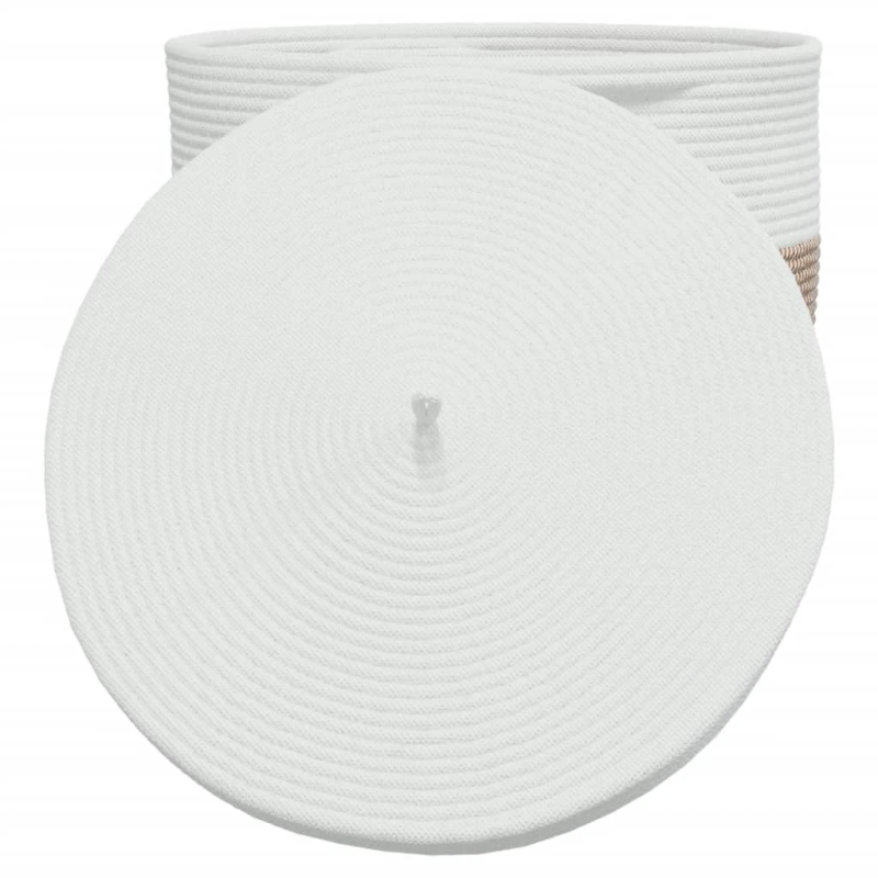 vidaXL uzglabāšanas grozs ar vāku, brūns ar baltu, DIA40x35 cm, kokvilna