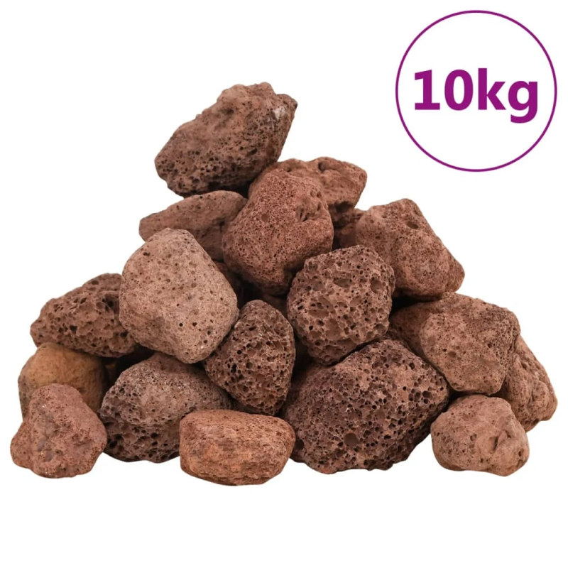 vidaXL vulkāniskie ieži, 10 kg, sarkani, 3-5 cm