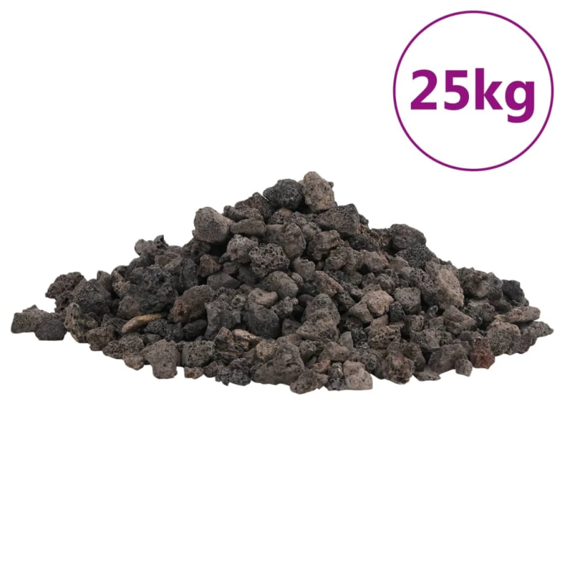 vidaXL vulkāniskie ieži, 25 kg, melni, 1-2 cm