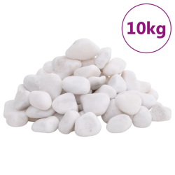 vidaXL pulēti oļi, 10 kg, balti, 2-5 cm