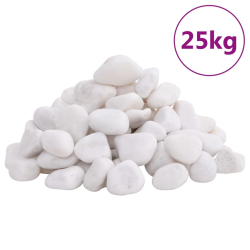 vidaXL pulēti oļi, 25 kg, balti, 2-5 cm