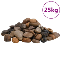 vidaXL pulēti oļi, 25 kg, krāsaini, 2-5 cm