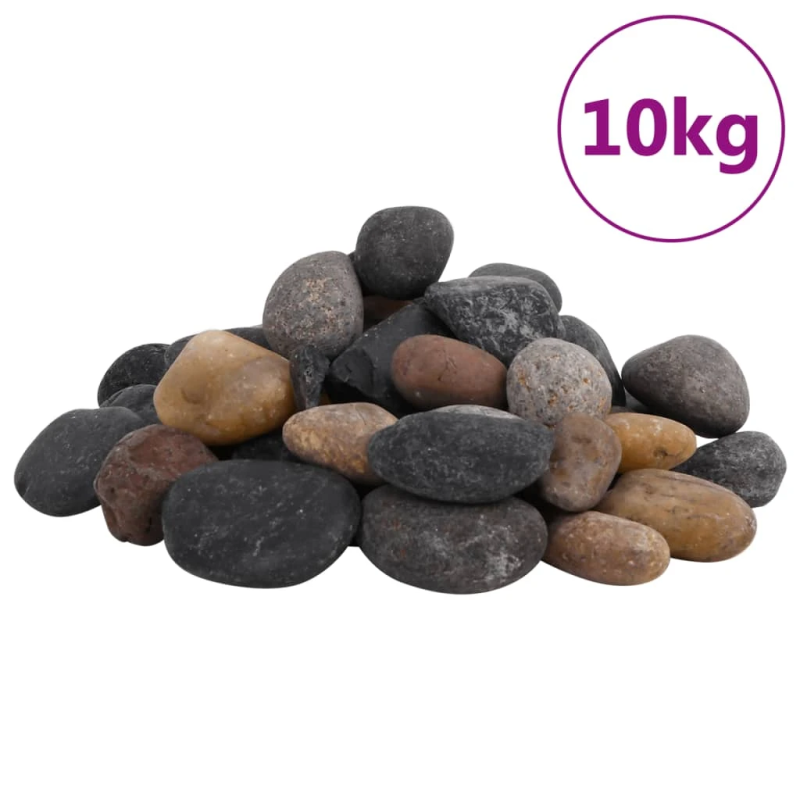 vidaXL pulēti oļi, 10 kg, krāsaini, 5-8 cm