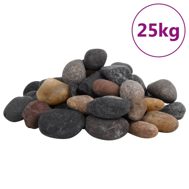 vidaXL pulēti oļi, 25 kg, krāsaini, 5-8 cm