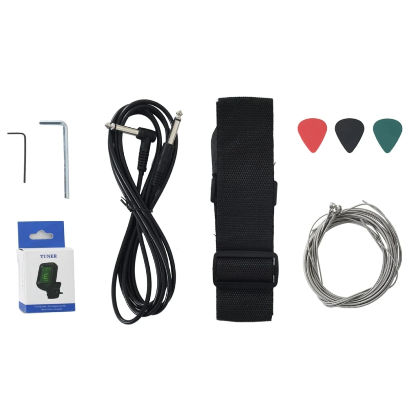 vidaXL elektriskā basģitāra iesācējiem ar somu, brūna, melna, 4-4, 46"