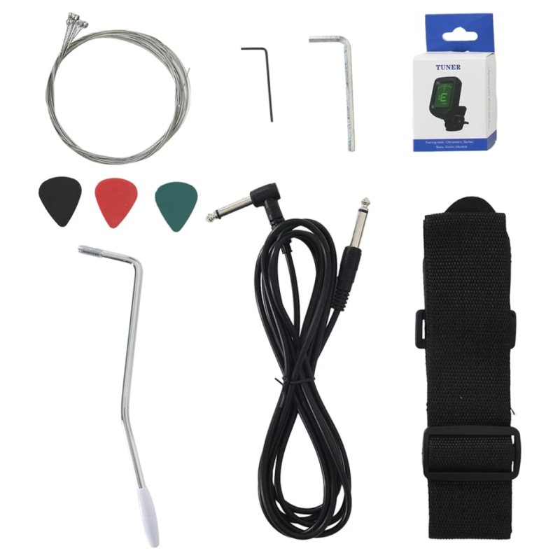 vidaXL elektriskā ģitāra iesācējiem ar somu, brūna, melna, 4-4, 39"