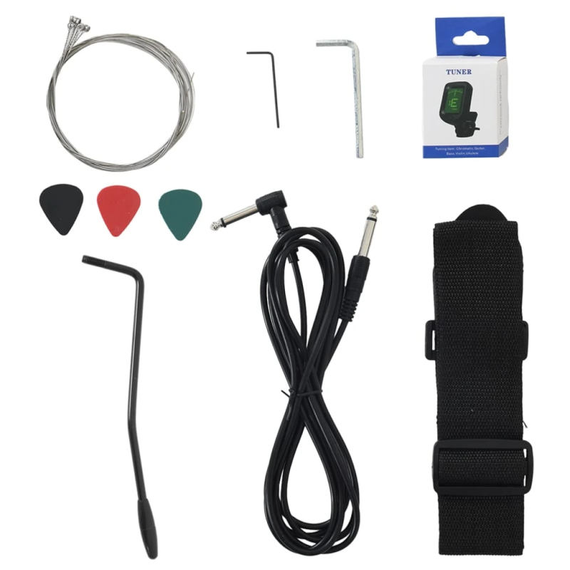 vidaXL elektriskā ģitāra iesācējiem ar somu, melna, 4-4, 39"