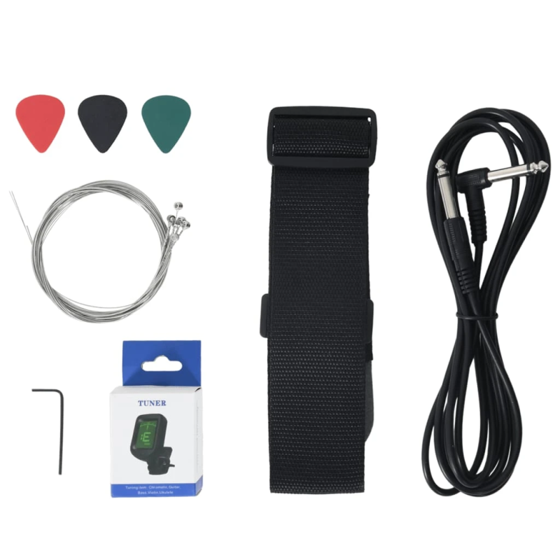 vidaXL elektriskā ģitāra bērniem ar somu, brūna un balta, 3-4, 30"