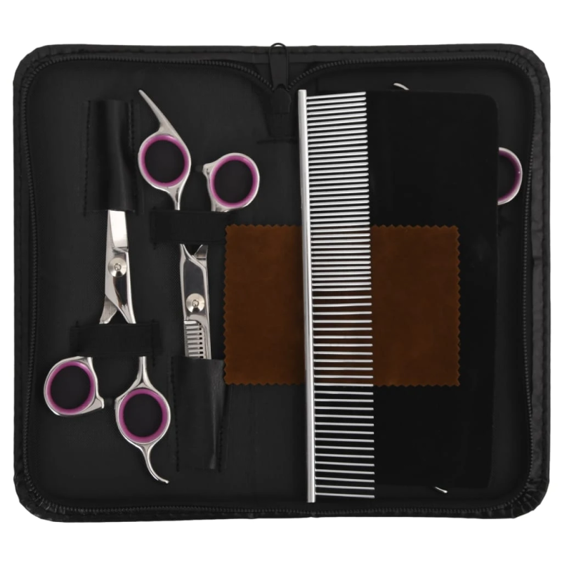 vidaXL 5-daļīgs suņu šķēru komplekts, nerūsējošais tērauds