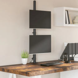 vidaXL dubultais monitora statīvs, melns, tērauds, VESA, 75-100 mm