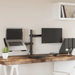 vidaXL monitora statīvs, melns, tērauds, VESA, 75-100 mm