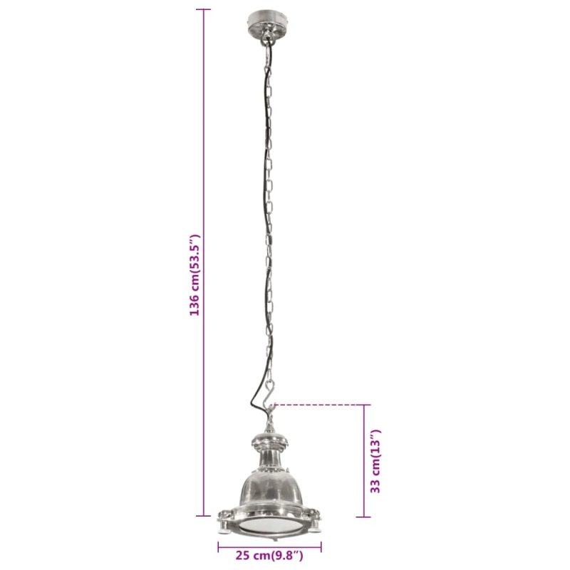vidaXL griestu lampa, 25x25x136 cm, alumīnijs