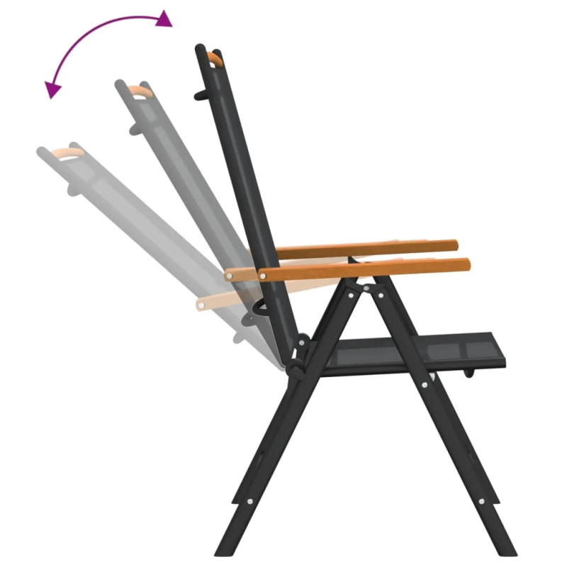 vidaXL 7-daļīgs dārza mēbeļu komplekts, melns, alumīnijs