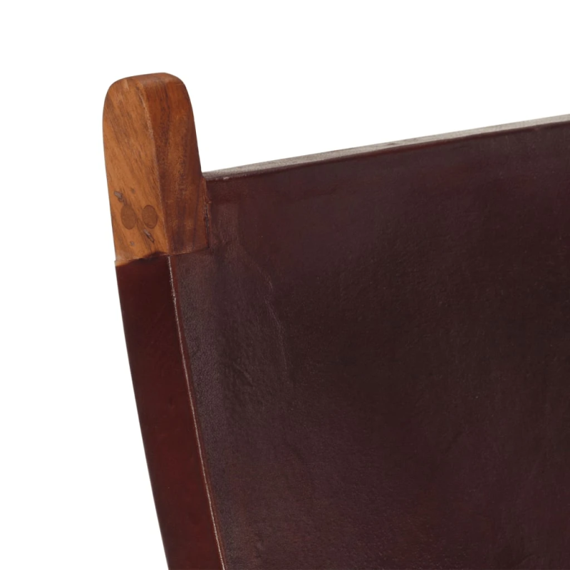 vidaXL saliekams atpūtas krēsls, tumši brūna dabīgā āda