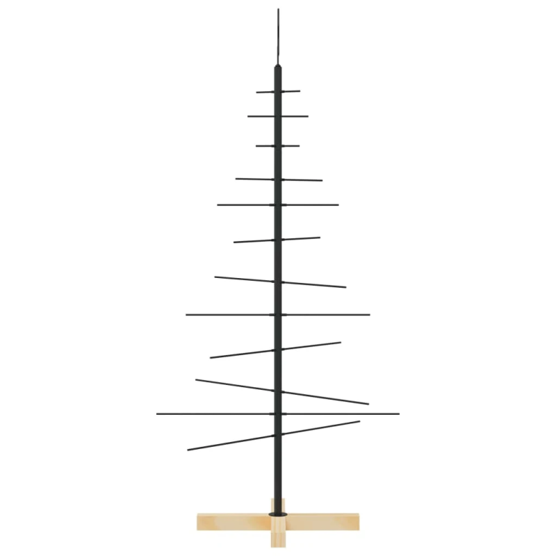 vidaXL Ziemassvētku eglīte, metāls, koka pamatne, melna, 120 cm