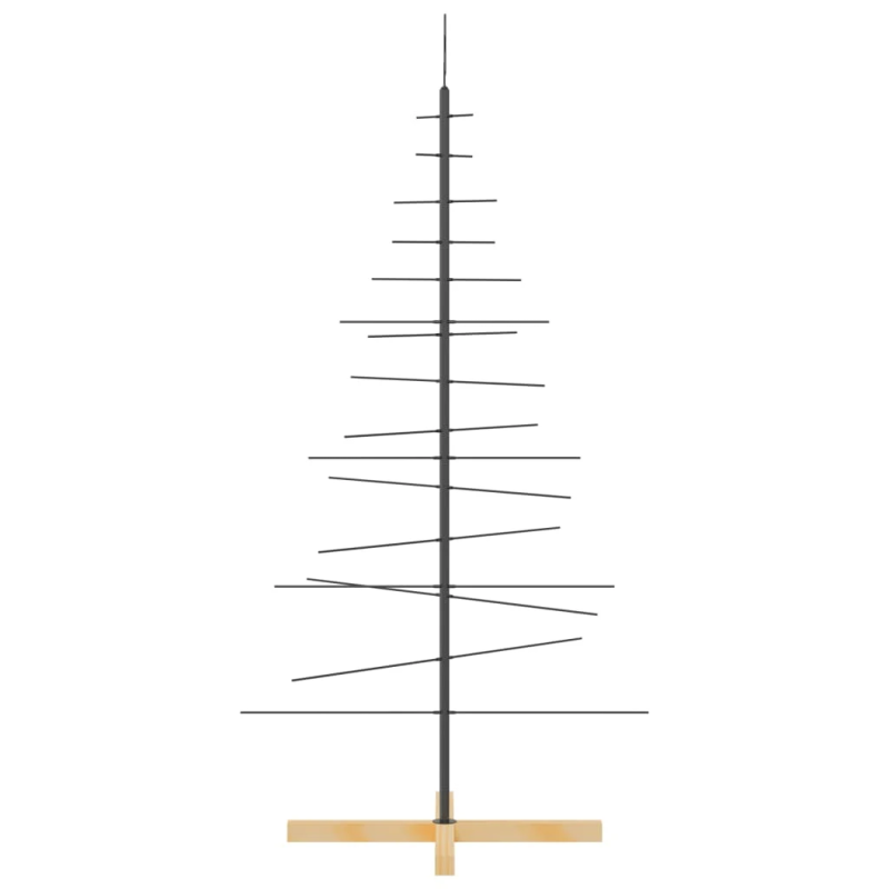vidaXL Ziemassvētku eglīte, metāls, koka pamatne, melna, 150 cm