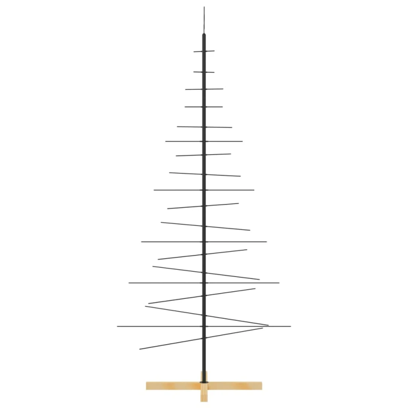 vidaXL Ziemassvētku eglīte, metāls, koka pamatne, melna, 180 cm