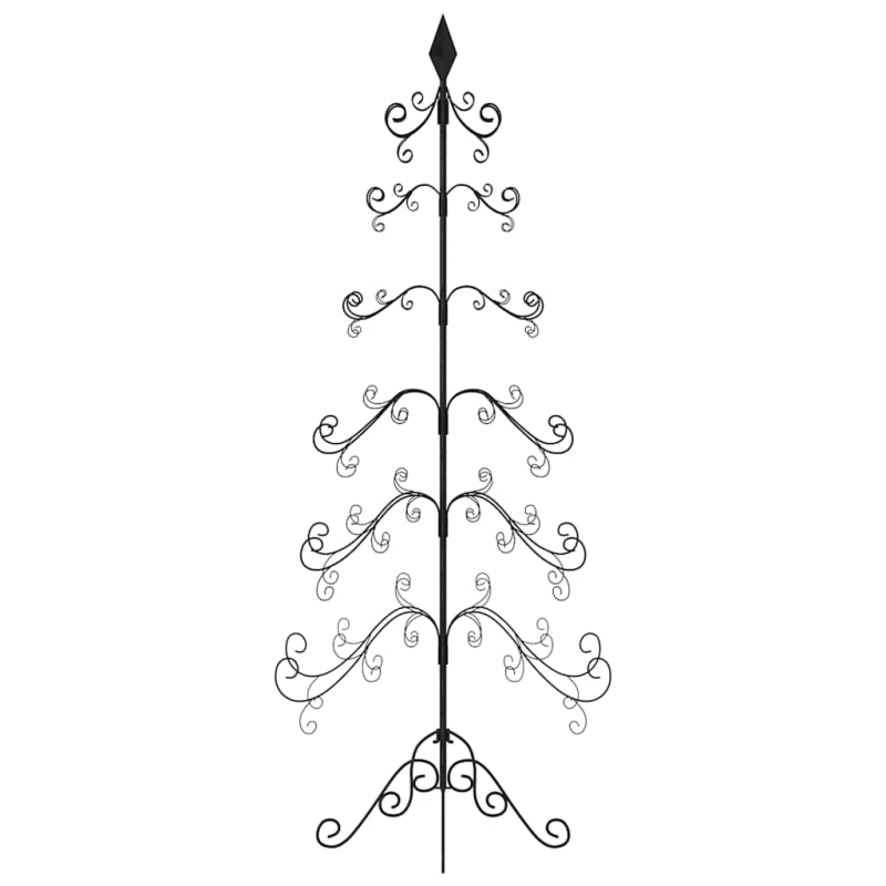 vidaXL Ziemassvētku eglīte, metāls, koka pamatne, melna, 180 cm