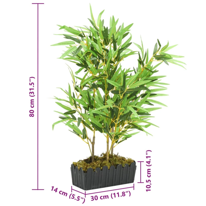 vidaXL mākslīgais bambuss, 500 lapas, 80 cm, zaļš