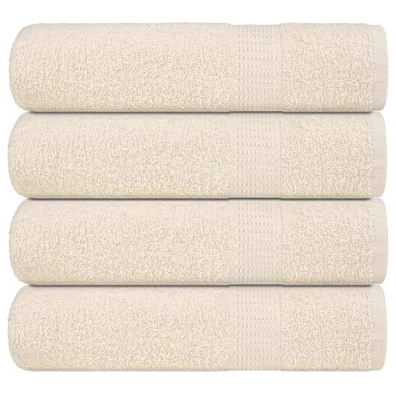 vidaXL vannas dvieļi, FROGN, 4 gab., krēmkrāsas, 100x150 cm, 360 g-m²