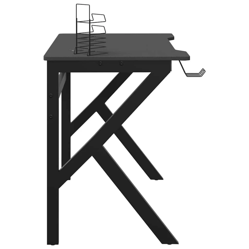 vidaXL datorspēļu galds, K-formas kājas, melns, 90x60x75 cm