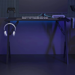 vidaXL datorspēļu galds, Y-formas kājas, melns, 110x60x75 cm