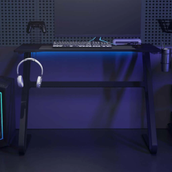 vidaXL datorspēļu galds, ZZ-formas kājas, melns, 110x60x75 cm