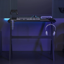 vidaXL datorspēļu galds ar LED, Y-formas kājas, melns, 90x60x75 cm