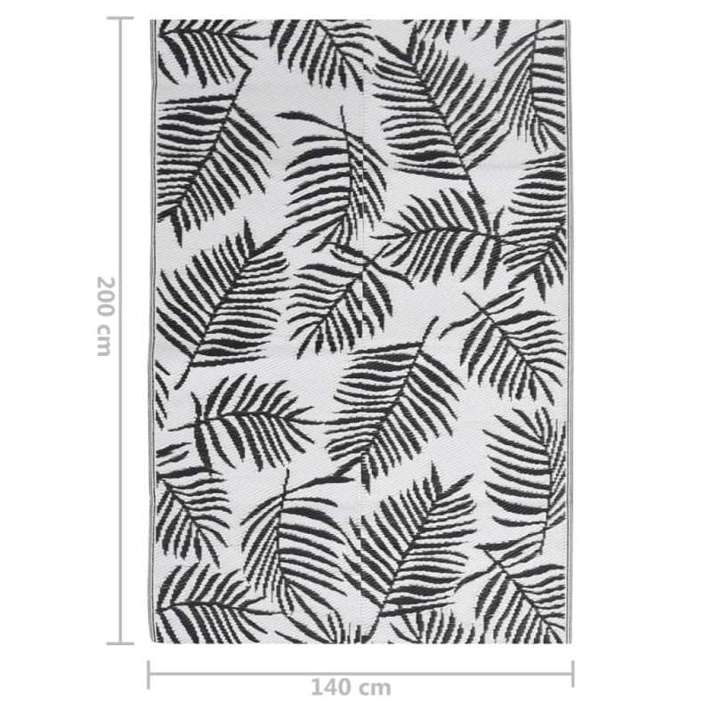 vidaXL āra paklājs, ARAKIL melns, 140x200 cm, PP