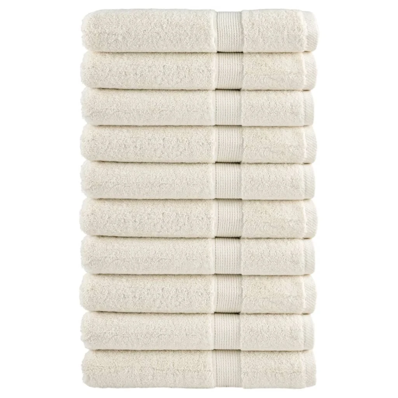 vidaXL dvieļi SOLUND, 10 gab., krēmkrāsa, 100x200 cm, 600 gsm