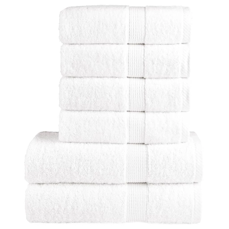 vidaXL dvieļu komplekts SOLUND, 6 gab., balti, 600 gsm